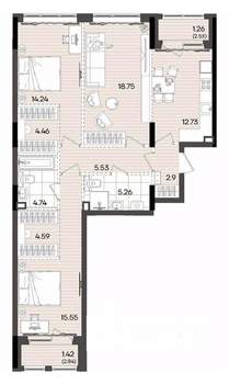 3-к квартира, вторичка, 91м2, 6/9 этаж