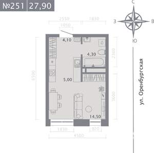 Студия квартира, строящийся дом, 28м2, 6/25 этаж