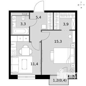 1-к квартира, вторичка, 40м2, 4/19 этаж