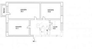 3-к квартира, вторичка, 54м2, 2/2 этаж