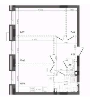2-к квартира, вторичка, 60м2, 2/22 этаж