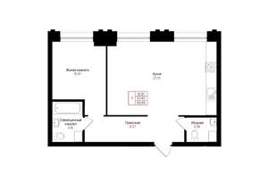 1-к квартира, вторичка, 53м2, 2/25 этаж