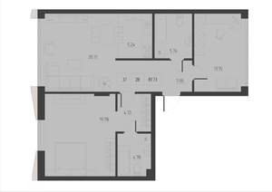 2-к квартира, вторичка, 82м2, 3/6 этаж