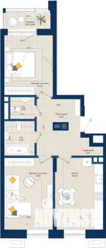 2-к квартира, вторичка, 71м2, 2/9 этаж