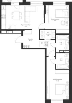 2-к квартира, вторичка, 74м2, 2/23 этаж