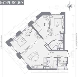 3-к квартира, строящийся дом, 81м2, 8/25 этаж