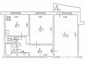 2-к квартира, вторичка, 50м2, 5/9 этаж