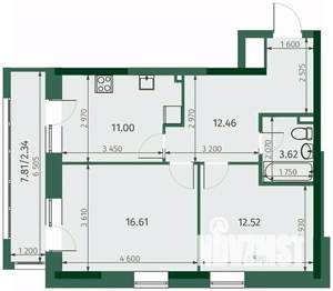 2-к квартира, вторичка, 59м2, 21/25 этаж