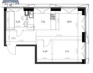 2-к квартира, вторичка, 44м2, 2/12 этаж