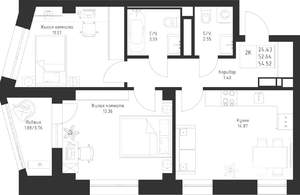 2-к квартира, вторичка, 55м2, 4/23 этаж