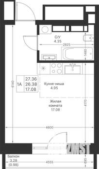 Студия квартира, вторичка, 27м2, 8/25 этаж