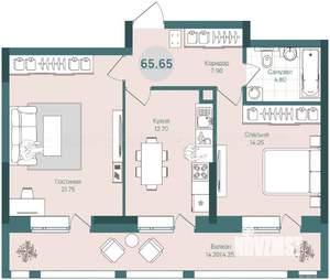 2-к квартира, вторичка, 66м2, 3/21 этаж