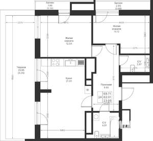 2-к квартира, вторичка, 70м2, 17/24 этаж