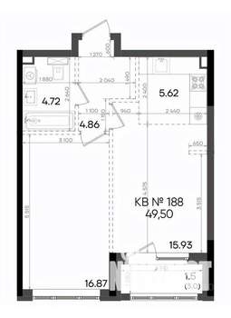 2-к квартира, вторичка, 50м2, 9/23 этаж