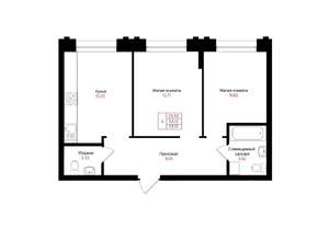 2-к квартира, вторичка, 53м2, 6/25 этаж