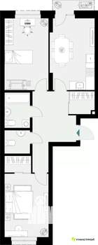 2-к квартира, вторичка, 65м2, 4/18 этаж