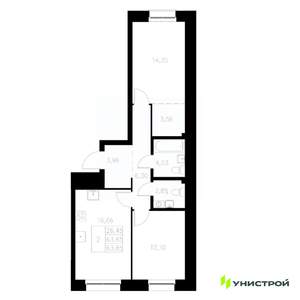 2-к квартира, вторичка, 64м2, 3/8 этаж