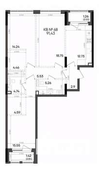 3-к квартира, вторичка, 91м2, 2/9 этаж