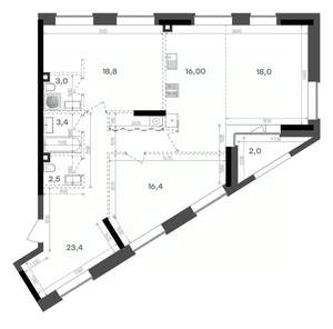 2-к квартира, вторичка, 103м2, 15/15 этаж