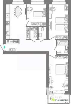 3-к квартира, вторичка, 86м2, 9/10 этаж