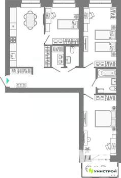 3-к квартира, вторичка, 86м2, 6/10 этаж