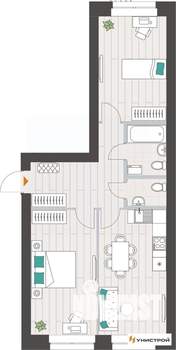 2-к квартира, вторичка, 63м2, 6/10 этаж