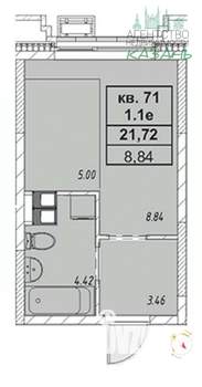 Студия квартира, вторичка, 21м2, 7/25 этаж