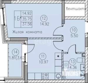 1-к квартира, вторичка, 37м2, 3/9 этаж