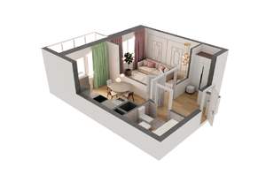 1-к квартира, строящийся дом, 43м2, 15/19 этаж