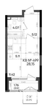 Студия квартира, вторичка, 28м2, 19/23 этаж