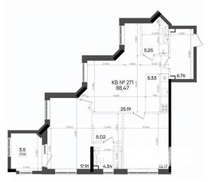 2-к квартира, вторичка, 88м2, 19/23 этаж