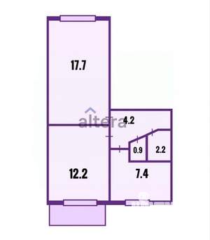 2-к квартира, вторичка, 45м2, 2/5 этаж
