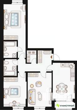 3-к квартира, вторичка, 92м2, 2/20 этаж