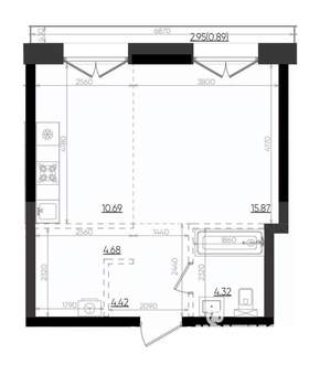 Студия квартира, вторичка, 41м2, 7/19 этаж