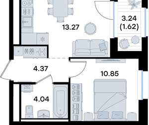 1-к квартира, вторичка, 34м2, 6/8 этаж