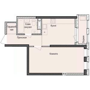 1-к квартира, строящийся дом, 41м2, 7/23 этаж