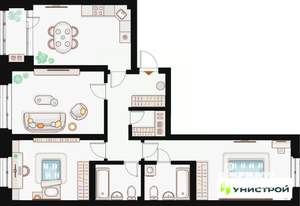 3-к квартира, вторичка, 91м2, 7/20 этаж
