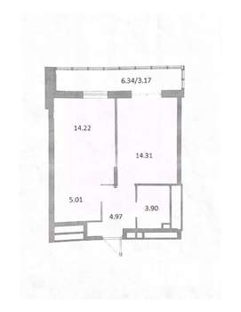 1-к квартира, вторичка, 42м2, 17/19 этаж