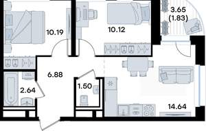 2-к квартира, вторичка, 48м2, 8/10 этаж