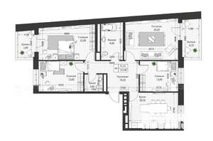 4-к квартира, строящийся дом, 126м2, 3/4 этаж
