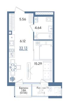 Студия квартира, строящийся дом, 33м2, 7/13 этаж