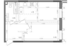 2-к квартира, строящийся дом, 47м2, 14/22 этаж