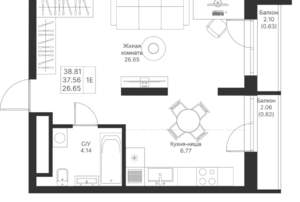 1-к квартира, вторичка, 39м2, 11/24 этаж