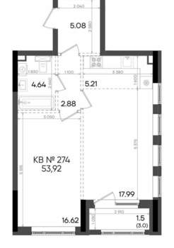 2-к квартира, вторичка, 54м2, 20/23 этаж