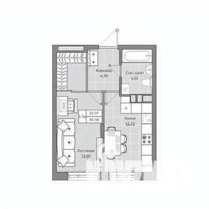 1-к квартира, вторичка, 37м2, 12/19 этаж
