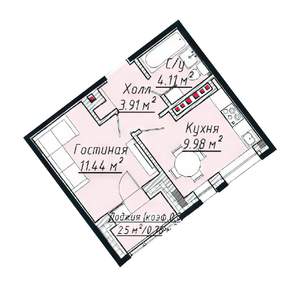 1-к квартира, строящийся дом, 31м2, 7/7 этаж