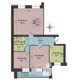 3-к квартира, вторичка, 82м2, 7/10 этаж