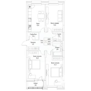 3-к квартира, вторичка, 85м2, 5/9 этаж