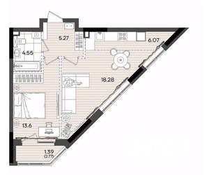 2-к квартира, вторичка, 49м2, 7/23 этаж