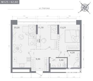 2-к квартира, строящийся дом, 63м2, 6/23 этаж